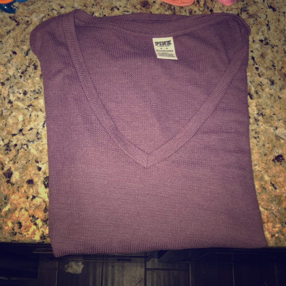 Purple PINK long sleeve waffle tee
